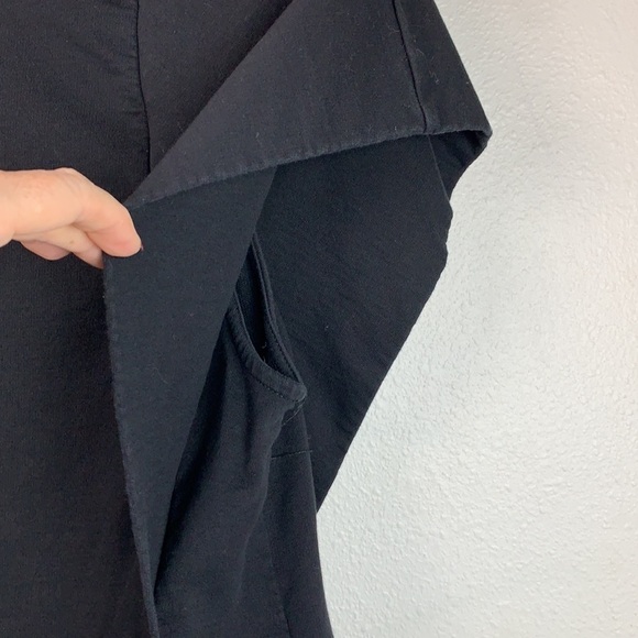 ZARA mini dress W/B Collection: structured cape sleeve chic black shift EUC - Picture 2 of 10